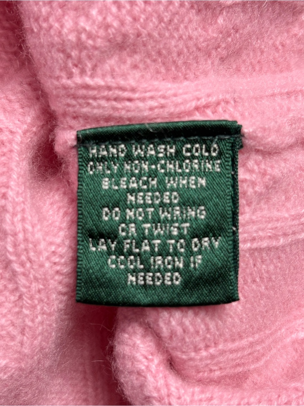 Lauren Ralph Lauren Cashmere Cable Knit Full Zip Sweater Cardigan Pink 3X FLAWS - Picture 10 of 10